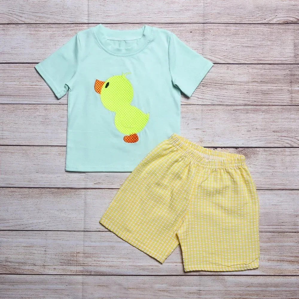 Boutique Duck Easter Chick Boys Shorts Outfit Set
